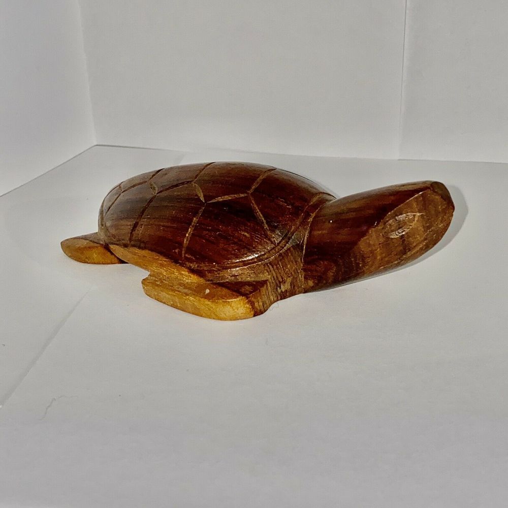 Vintage Hand Carved Wooden Sea Turtle